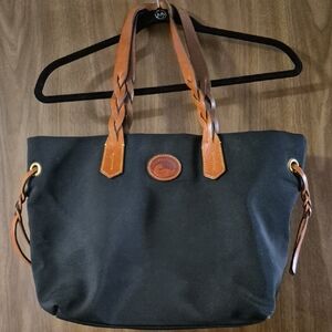 Dooney & Bourke Black Tote with Brown Leather Trim